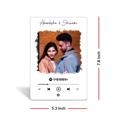 Personalized Spotify Plaque Tabletop Photo Frame With Scannable Code & Steel Removable Stand Anniversary Gift For Wife, Husband, Friend Birthday Gift For Someone Special